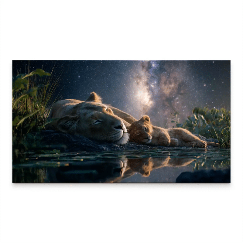 Majestic lion portrait titled Löwen Majesty