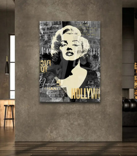 Mixed media collage wall art with newspaper and typography
